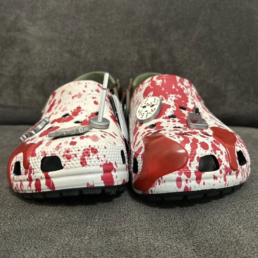 Crocs Friday The 13th Classic Clog Men 9 White Red Blood Jason Killer 212073-90H